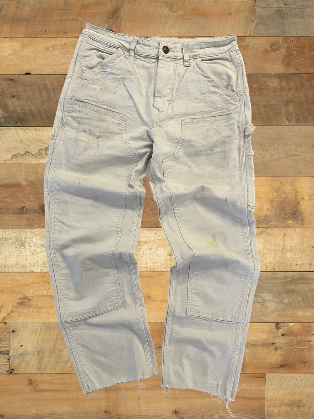 Vintage Y2K American Eagle White Canvas Carpenter Cargo Pants Waist 30
